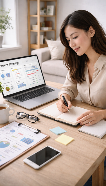 marketing strategist designing multi-channel campaign structure on digital whiteboard